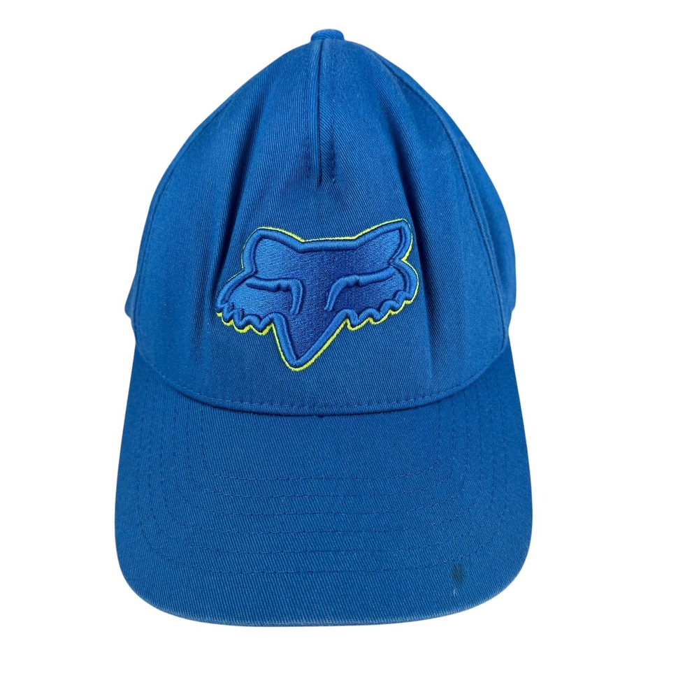 Fox Racing Kid Blue Flexfit Embroidered Fox Head Logo Baseball Hat Cap SM WPB18Q